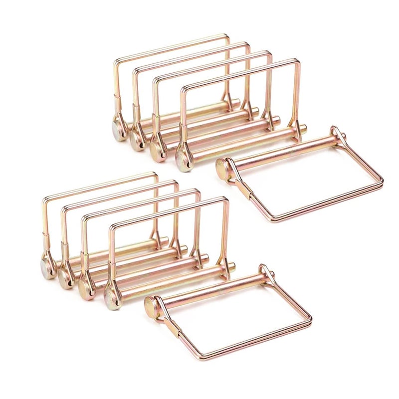 Truleego 10 Pack 1/4x4 Inch Trailer Coupler Pin Heavy Duty Wire Lock Pin PTO Shaft Locking Hitch Pin Safety Towing Hitch Pin Trailer Accessories for Farm Trailers Wagons Lawn Garden (Gold) - Image 1